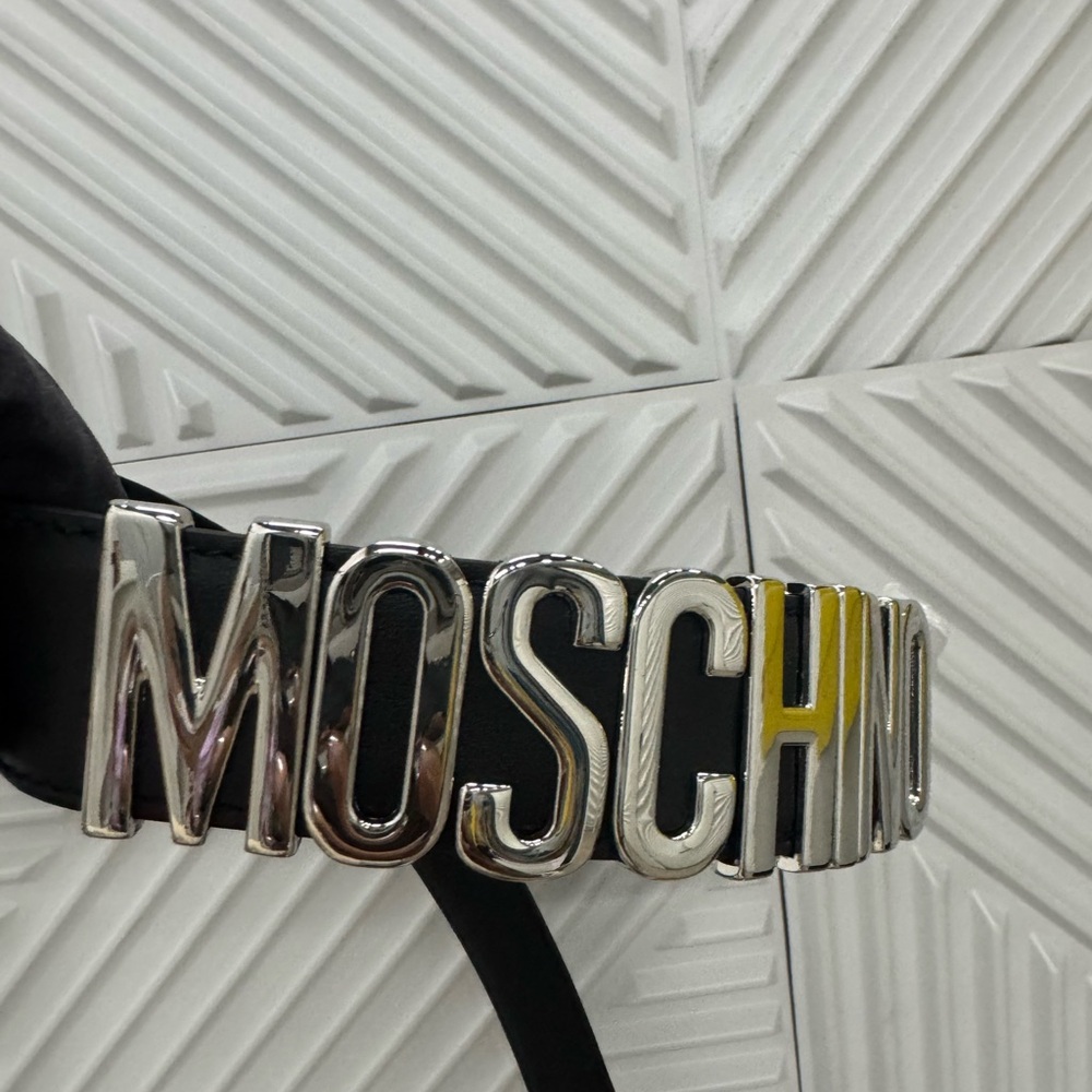 Moschino Black Belt with Silver Logo